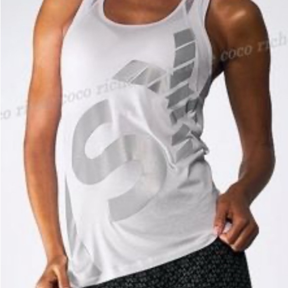 Victoria's Secret White Tank with Bold Gray Design